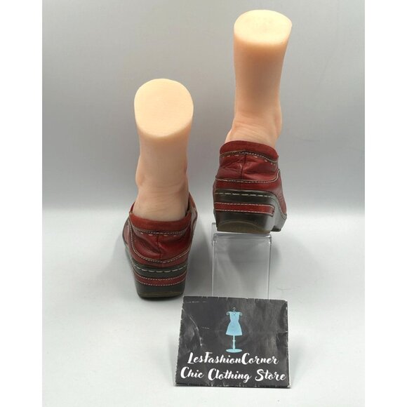 Spring Step L'artiste Women's Red Leather Burbank Slip-On Clogs Sz 7.5 (38) 3113 - Picture 5 of 16